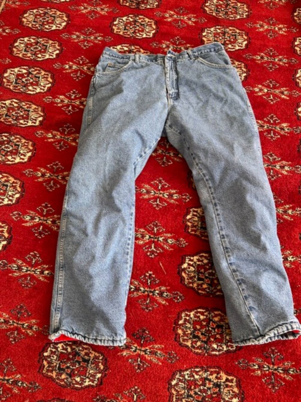 Wrangler Men's Red Flannel Lined Jeans 38 x 30